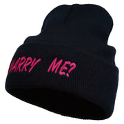 Marry Me Embroidered Long Cuff Beanie