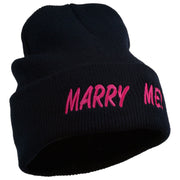 Marry Me Embroidered Long Cuff Beanie