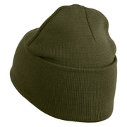 Hercules Beetle Embroidered 12 Inch Solid Knit Cuff Long Beanie Made in USA - Olive OSFM