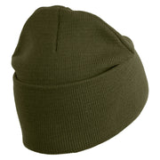 Hercules Beetle Embroidered 12 Inch Solid Knit Cuff Long Beanie Made in USA - Olive OSFM