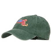 USA Flag Massachusetts Map Embroidered Washed Buckle Cap