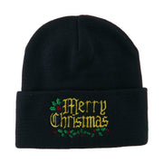 Mistletoe Merry Christmas Embroidered Long Beanie