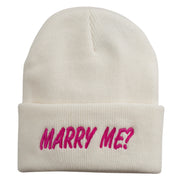 Marry Me Embroidered Long Cuff Beanie