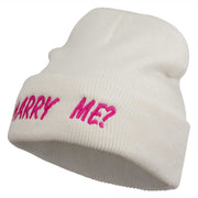 Marry Me Embroidered Long Cuff Beanie