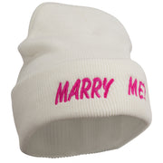 Marry Me Embroidered Long Cuff Beanie