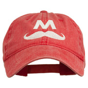 Halloween Mario M Mustache Embroidered Washed Cap