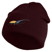 Hercules Beetle Embroidered 12 Inch Solid Knit Cuff Long Beanie Made in USA - Burgundy OSFM