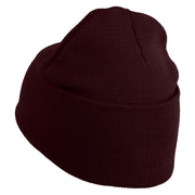 Hercules Beetle Embroidered 12 Inch Solid Knit Cuff Long Beanie Made in USA - Burgundy OSFM