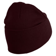 Hercules Beetle Embroidered 12 Inch Solid Knit Cuff Long Beanie Made in USA - Burgundy OSFM