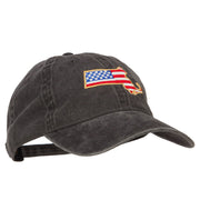 USA Flag Massachusetts Map Embroidered Washed Buckle Cap