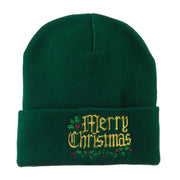 Mistletoe Merry Christmas Embroidered Long Beanie