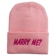 Marry Me Embroidered Long Cuff Beanie