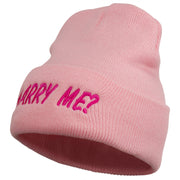 Marry Me Embroidered Long Cuff Beanie