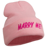 Marry Me Embroidered Long Cuff Beanie