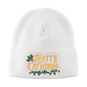 Mistletoe Merry Christmas Embroidered Long Beanie