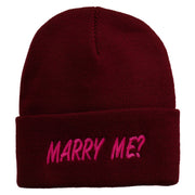 Marry Me Embroidered Long Cuff Beanie