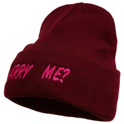 Marry Me Embroidered Long Cuff Beanie