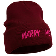 Marry Me Embroidered Long Cuff Beanie