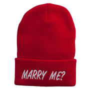 Marry Me Embroidered Long Cuff Beanie