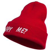 Marry Me Embroidered Long Cuff Beanie