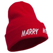 Marry Me Embroidered Long Cuff Beanie