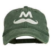 Halloween Mario M Mustache Embroidered Washed Cap