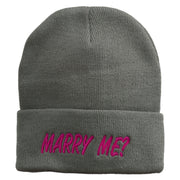 Marry Me Embroidered Long Cuff Beanie