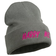 Marry Me Embroidered Long Cuff Beanie