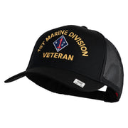 1st Marine Division Veteran Embroidered Solid Cotton Twill Mesh Prostyle Cap - Black OSFM