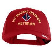 1st Marine Division Veteran Embroidered Solid Cotton Twill Mesh Prostyle Cap - Red OSFM