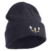 Death's Head Hawkmoth Embroidered Eco Cotton Ribbed XL Cuff Beanie - Navy XL