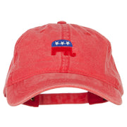 Mini Republican Elephant Embroidered Washed Buckle Cap