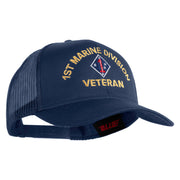 1st Marine Division Veteran Embroidered Solid Cotton Twill Mesh Prostyle Cap - Navy OSFM