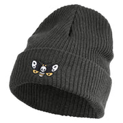 Death's Head Hawkmoth Embroidered Eco Cotton Ribbed XL Cuff Beanie - Charcoal XL