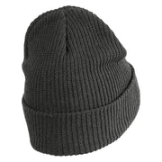 Death's Head Hawkmoth Embroidered Eco Cotton Ribbed XL Cuff Beanie - Charcoal XL