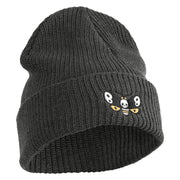 Death's Head Hawkmoth Embroidered Eco Cotton Ribbed XL Cuff Beanie - Charcoal XL