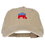 Mini Republican Elephant Embroidered Washed Buckle Cap