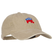 Mini Republican Elephant Embroidered Washed Buckle Cap