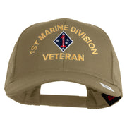 1st Marine Division Veteran Embroidered Solid Cotton Twill Mesh Prostyle Cap - Khaki OSFM