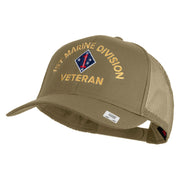 1st Marine Division Veteran Embroidered Solid Cotton Twill Mesh Prostyle Cap - Khaki OSFM
