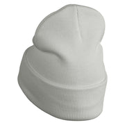 Elegant Eagle Embroidered 12 Inch Long Knitted Beanie - Heather-Grey OSFM