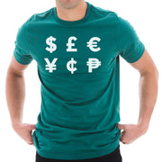 Money Symbols Graphic Design Short Sleeve Cotton Jersey T-Shirt