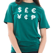 Money Symbols Graphic Design Short Sleeve Cotton Jersey T-Shirt