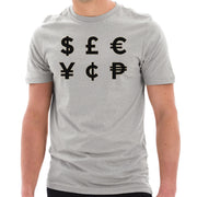 Money Symbols Graphic Design Short Sleeve Cotton Jersey T-Shirt