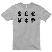 Money Symbols Graphic Design Short Sleeve Cotton Jersey T-Shirt