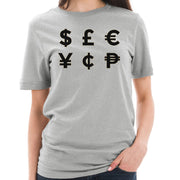 Money Symbols Graphic Design Short Sleeve Cotton Jersey T-Shirt