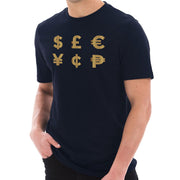 Money Symbols Graphic Design Short Sleeve Cotton Jersey T-Shirt