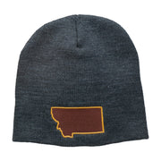 Montana State Map Embroidered Short Beanie