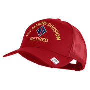 1st Marine Division Retired Embroidered Solid Cotton Twill Mesh Prostyle Cap - Red OSFM
