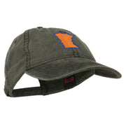 Minnesota State Map Embroidered Washed Cotton Cap